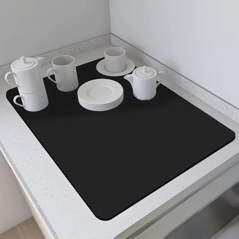 Tapete absorbente y drenante para secar platos y cuencos, con base antideslizante y resistente al calor.