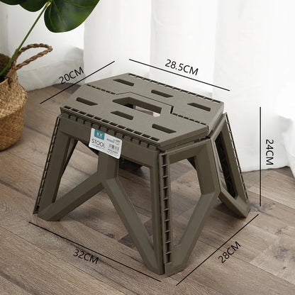 Taburete plegable portátil, banco pequeño grueso, taburete para acampar al aire libre, taburete de puesto, taburete de pesca, taburete bajo portátil de plástico