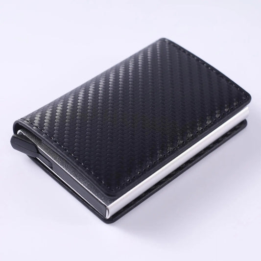 Tarjetero RFID para hombre, tarjetero pequeño de cuero, minibilletera mágica, billetera inteligente minimalista 2024