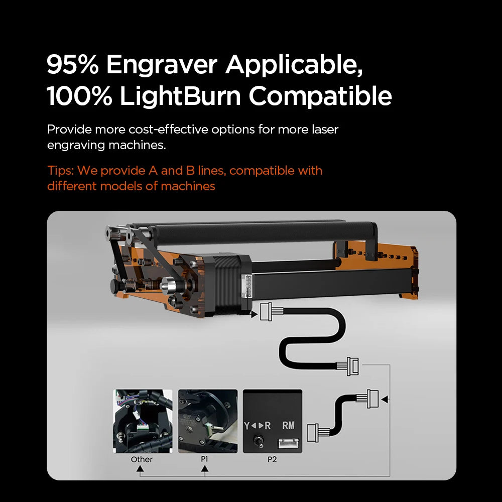 Rodillo rotatorio láser ACMER M3 Grabador láser Rodillo rotatorio de eje Y Para el 95% de grabado láser LightBurn LaserGRBL