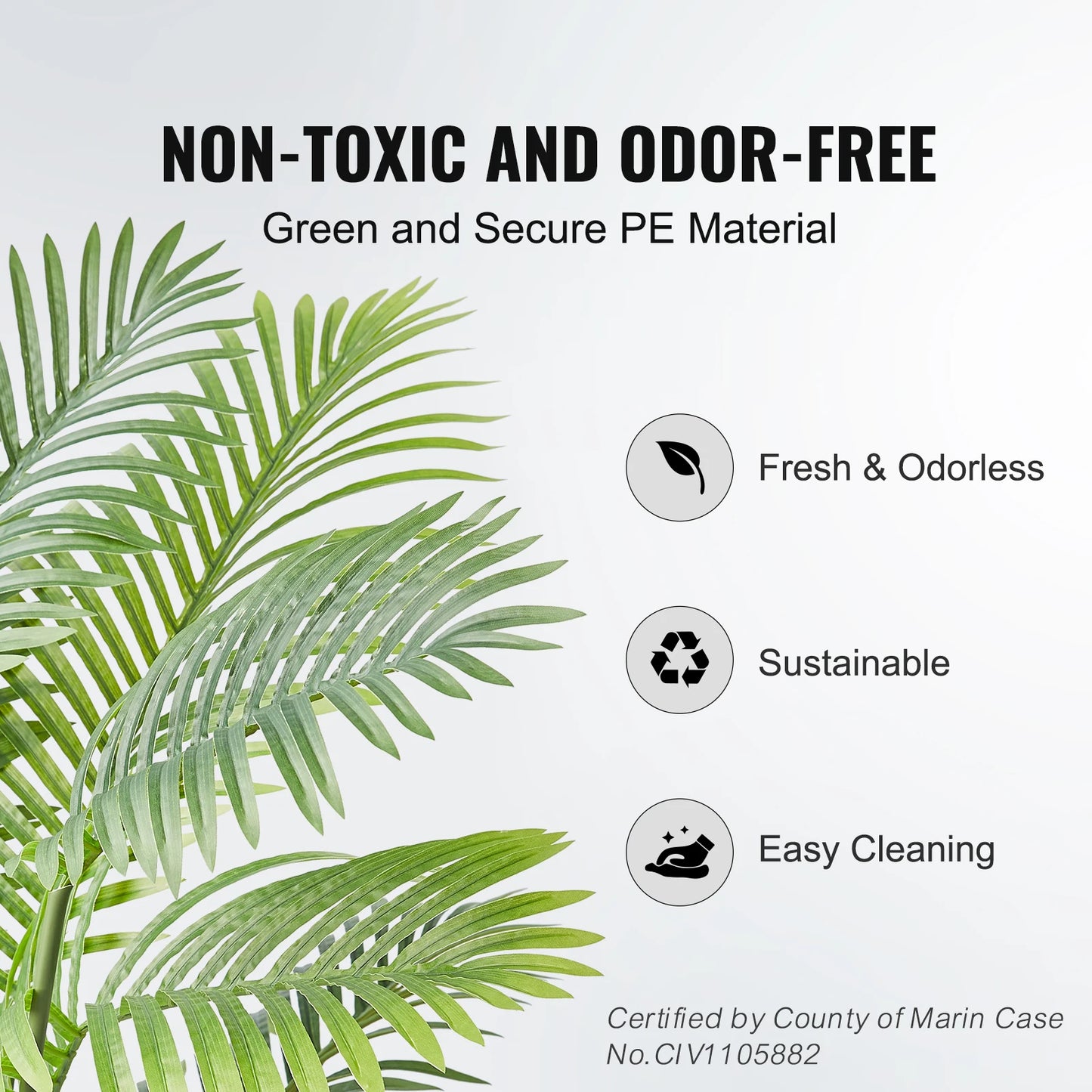 Palmera artificial VEVOR de 1,2 m, 1,5 m o 1,8 m de altura, de polietileno seguro y con protección antivuelco, de bajo mantenimiento para el hogar.