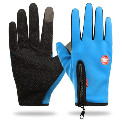 Guantes de invierno para hombre, impermeables, resistentes al viento, fríos, para snowboard, motocicleta, conducción, cálidos, con cremallera y pantalla táctil.
