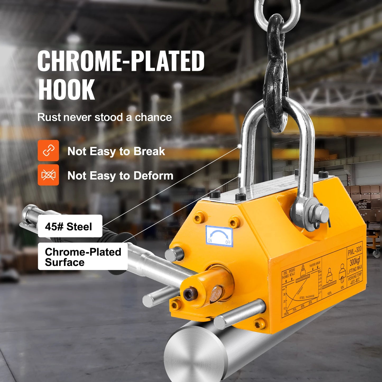 Elevador magnético permanente VEVOR de 100 kg a 2000 kg con capacidad de tracción y factor de seguridad de 2,5. Imán de elevación de neodimio y acero. Imanes de elevación.