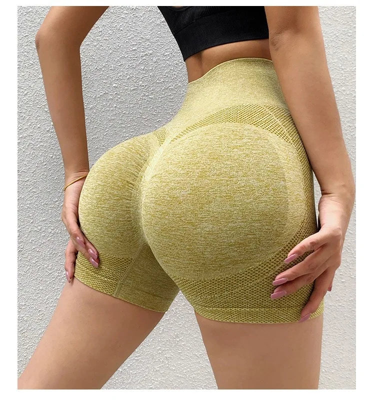 Pantalones cortos de yoga para mujer, de cintura alta, para entrenamiento, fitness, levantamiento de glúteos, para gimnasio, correr, ropa deportiva