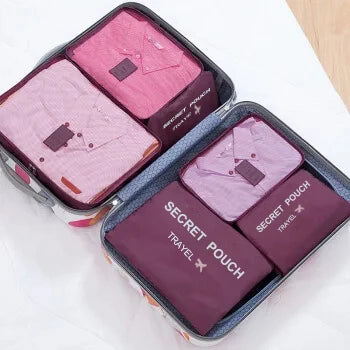 6pcs Simple Solid Color Travel Storage Bag, Clothing Storage Bag, Dry And Wet Separate Storage Bag, Cosmetic Bag Wash Bag Toilet