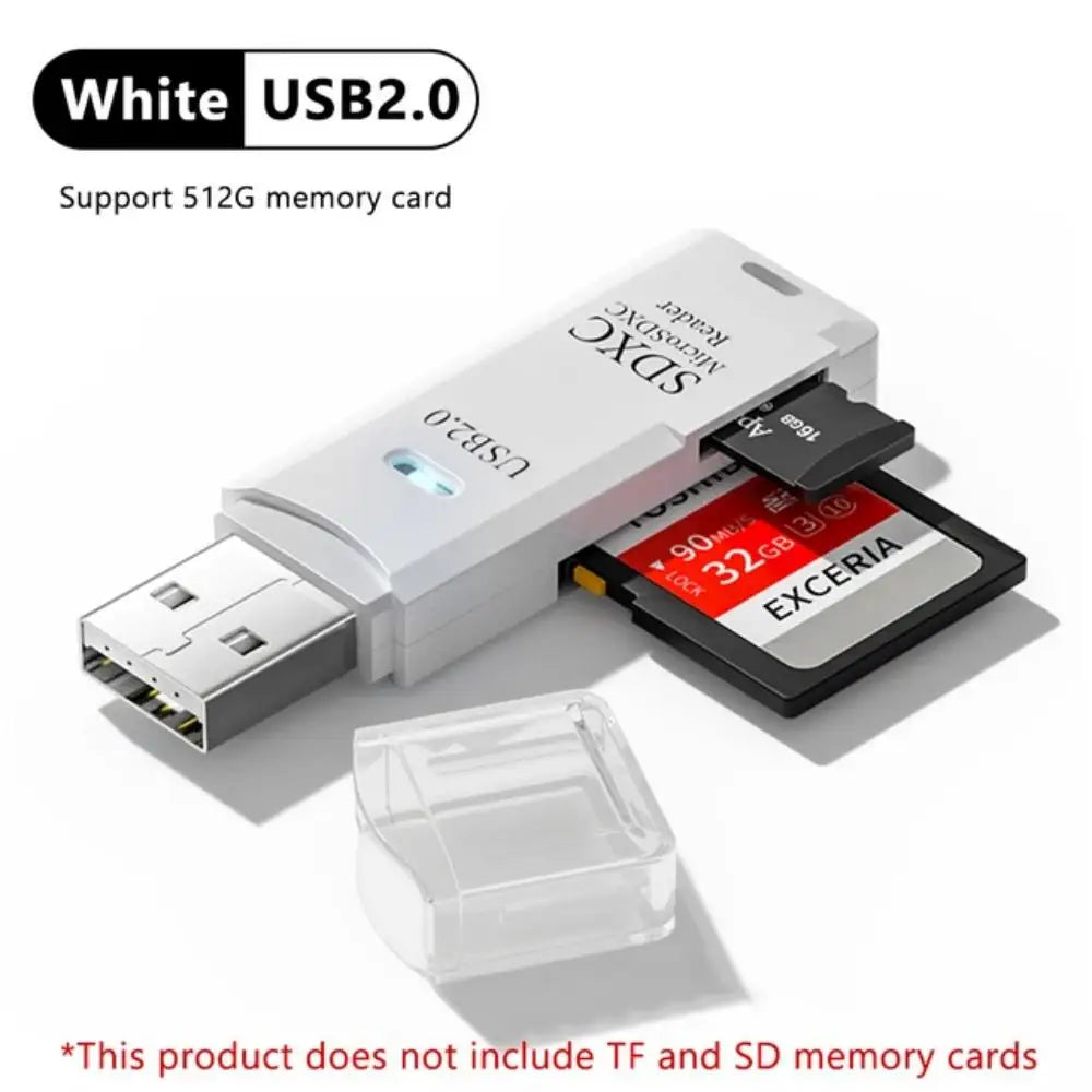 Lector de tarjetas USB 3.0/2.0 de alta velocidad 2 en 1, multifuncional, compatible con tarjetas TF y SD, ordenadores, tabletas, cámaras, portátiles y dispositivos para coche.