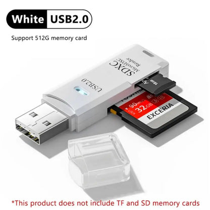 Lector de tarjetas USB 3.0/2.0 de alta velocidad 2 en 1, multifuncional, compatible con tarjetas TF y SD, ordenadores, tabletas, cámaras, portátiles y dispositivos para coche.