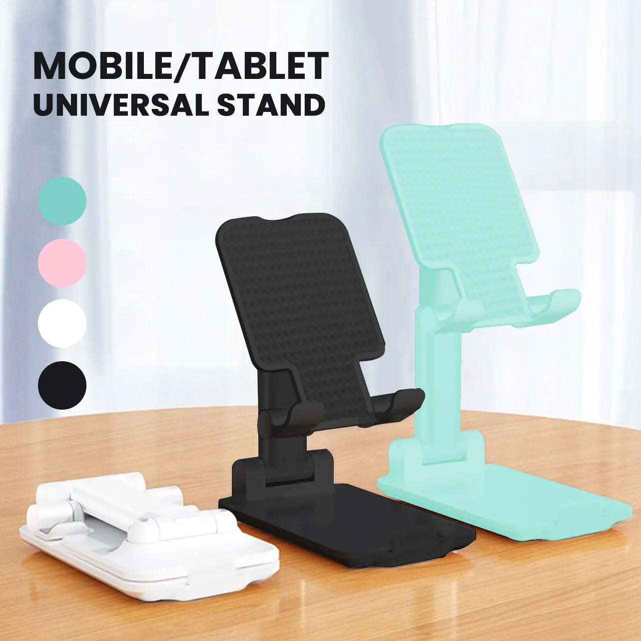 Soporte plegable para teléfono con ángulo y altura ajustables con almohadilla de silicona, apto para escritorio, totalmente plegable y compatible.