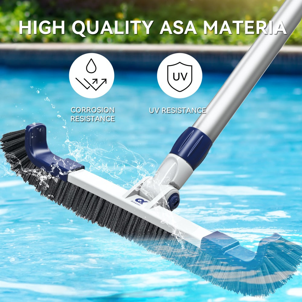 Ainkter PB26 19-inch 2 in 1 Pool Brush Head, Adjustable 180°, for Inground/Above Ground Pool Cleaning Walls, Waterline Tiles & Floors