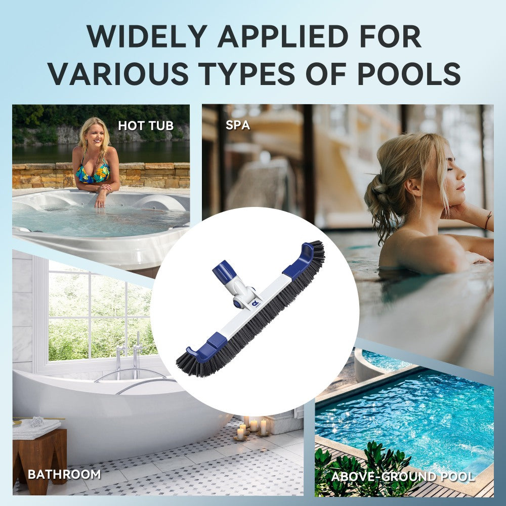 Ainkter PB26 19-inch 2 in 1 Pool Brush Head, Adjustable 180°, for Inground/Above Ground Pool Cleaning Walls, Waterline Tiles & Floors