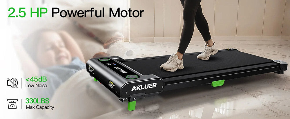 Akluer 480L-A Walking Pad with Incline, 2.5HP Under Desk Treadmill with Remote Control, LED Display, 330lbs Max Capacity