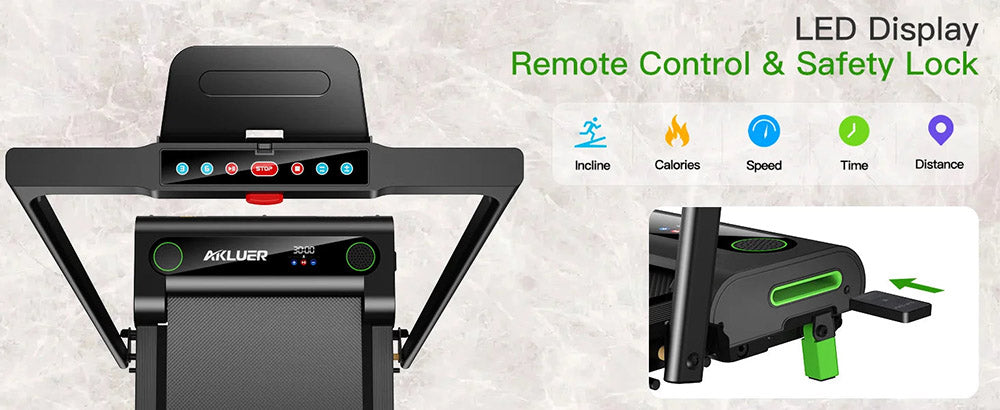 Akluer 480L-B Incline Walking Pad with Handle, 2.5HP Under Desk Treadmill, LED Screen & Remote Control, 330lbs Max Capacity, Foldable