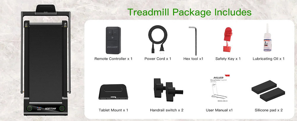 Akluer 480L-B Incline Walking Pad with Handle, 2.5HP Under Desk Treadmill, LED Screen & Remote Control, 330lbs Max Capacity, Foldable