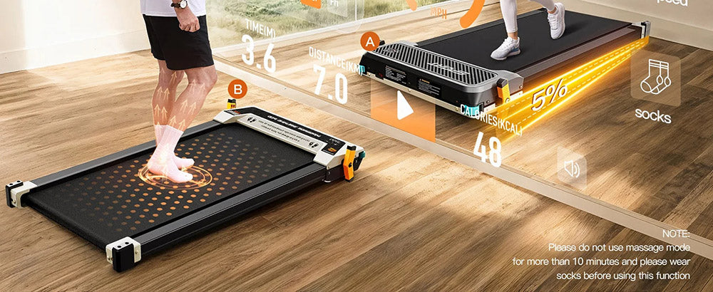 Akluer 520 Dual-Sided Under Desk Treadmill with Shiatsu Foot Massager, Walking Pad with Incline, 2.5HP Quiet Motor, LED Display