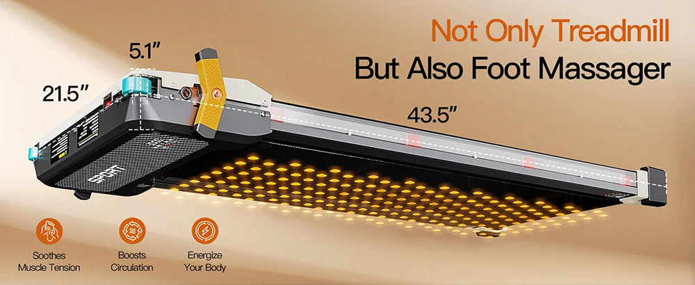 Akluer 520 Dual-Sided Under Desk Treadmill with Shiatsu Foot Massager, Walking Pad with Incline, 2.5HP Quiet Motor, LED Display