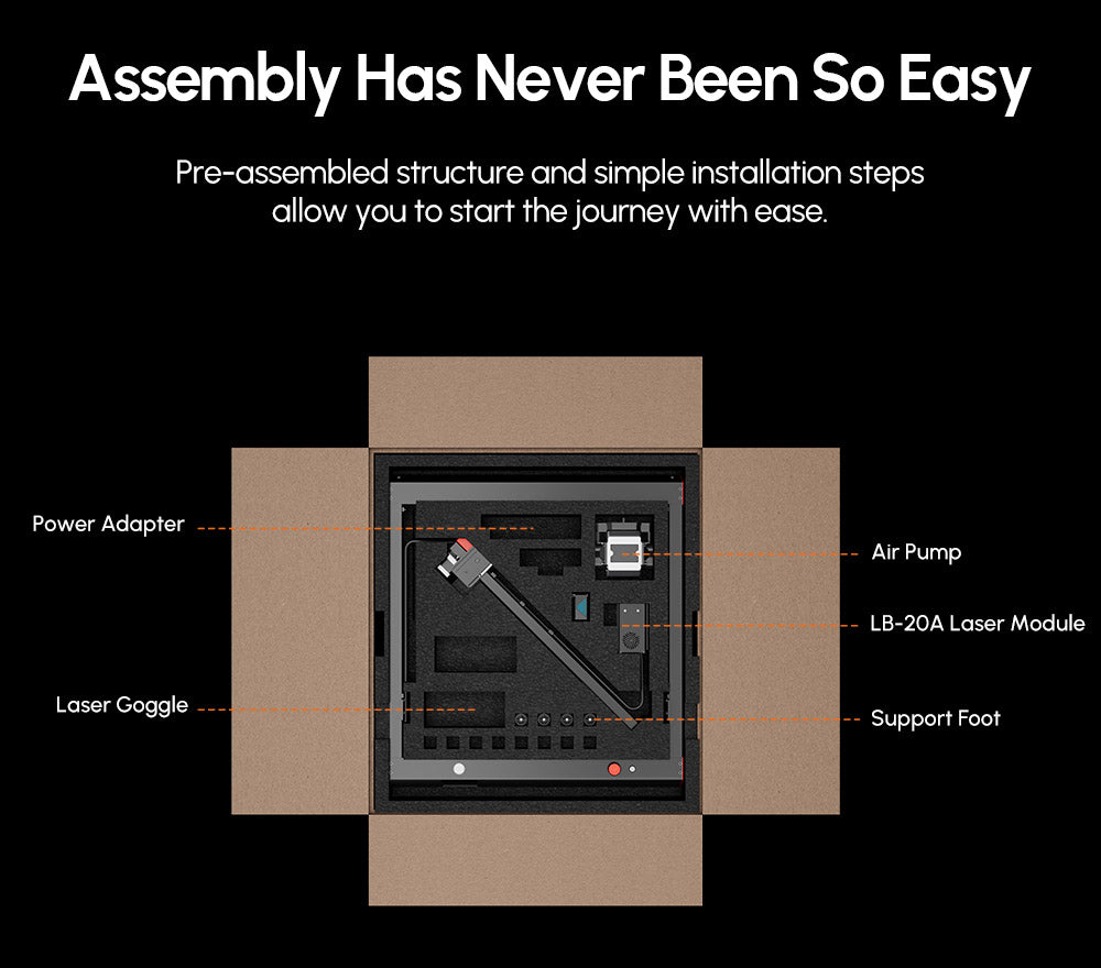 AlgoLaser Delta 22W Laser Engraver, with Air Pump, 500mm/s Engraving Speed, 440*415mm (173.2*163.4inch)