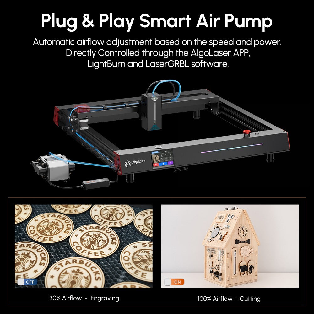 AlgoLaser Delta 22W Laser Engraver, with Air Pump, 500mm/s Engraving Speed, 440*415mm (173.2*163.4inch)