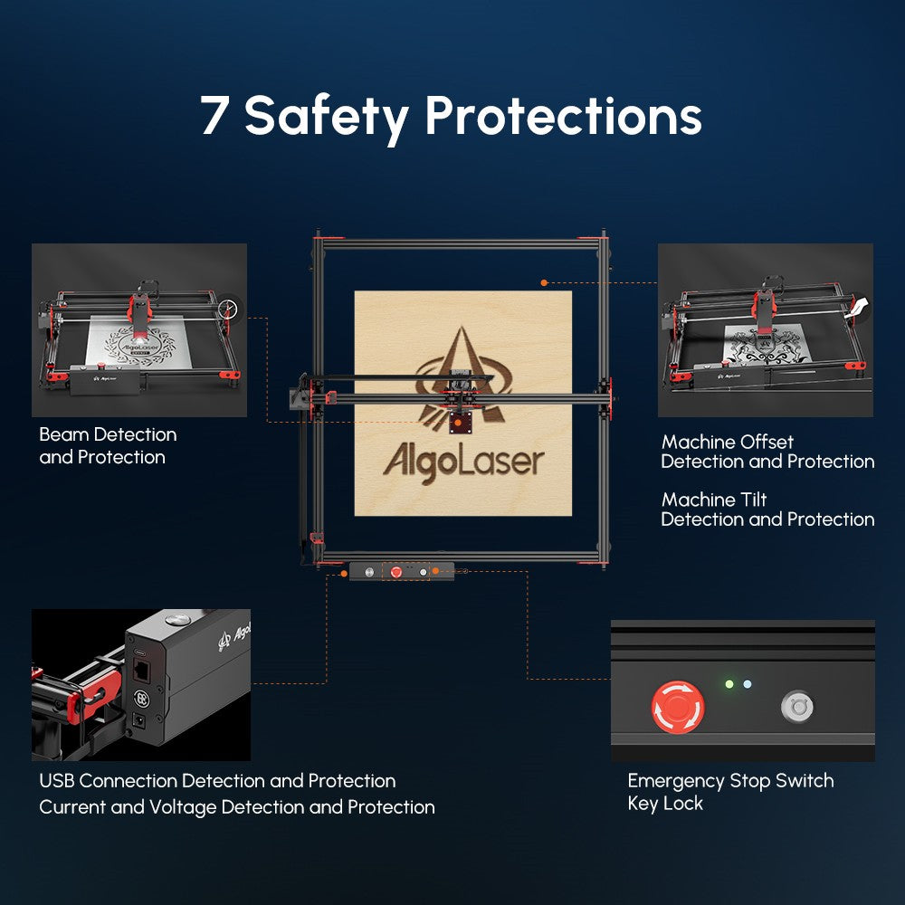 AlgoLaser DIY KIT 5W Laser Engraver, Dual-core CPU, 12,000mm/min Engraving Speed, 2.4G WiFi, 400*400mm (157.5*157.5inch)