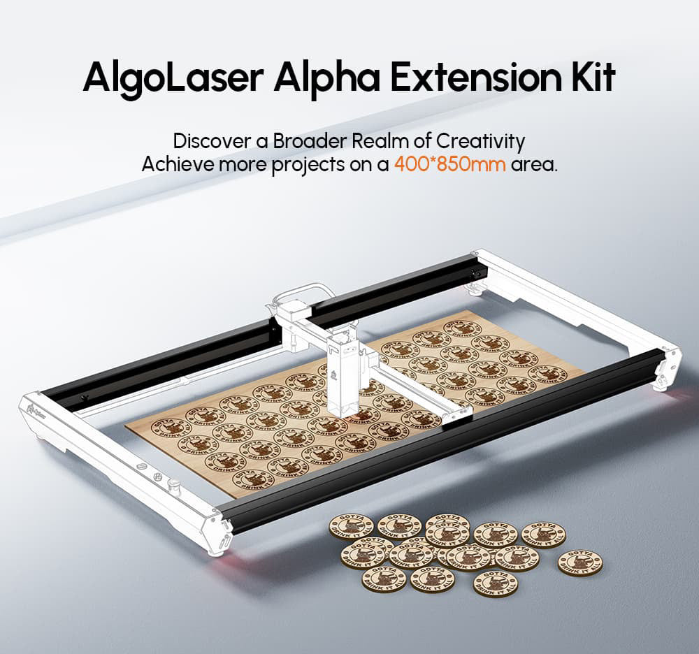 AlgoLaser Alpha Laser Engraver Extension Kit, 400*850mm (157.5*334.6inch)