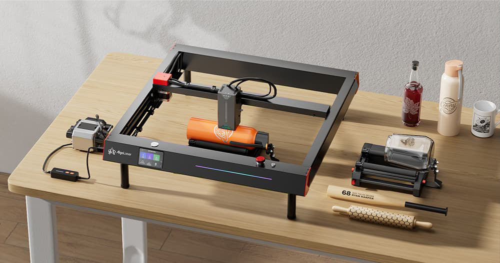 AlgoLaser RR2 Rotary Roller, Height-adjustable Bracket, 3000mm/min Engraving Speed, 7 Width Gears, for Alpha, Delta & DIY Kit Engraving Machine