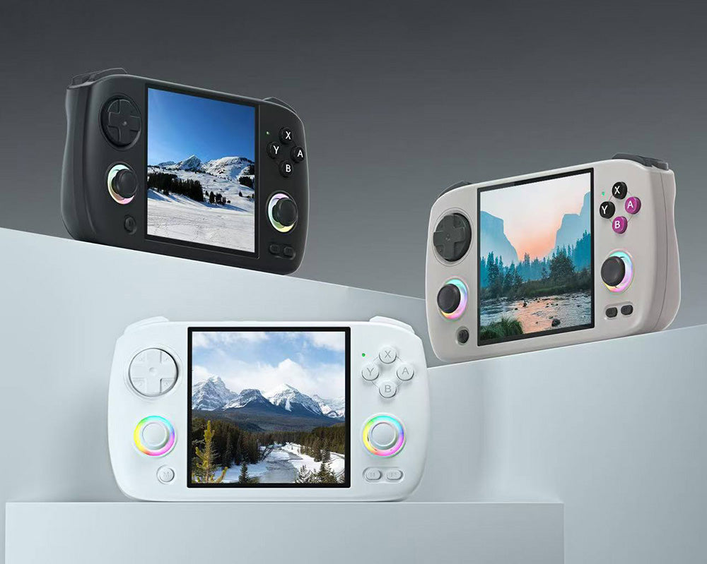 ANBERNIC RG CubeXX Game Console, 3.95-inch 720*720 IPS Screen, Linux 64-bit, 5G WiFi Bluetooth 4.2, Moonlight Streaming, 6.5 Hours of Playtime, RGB Light - Grey