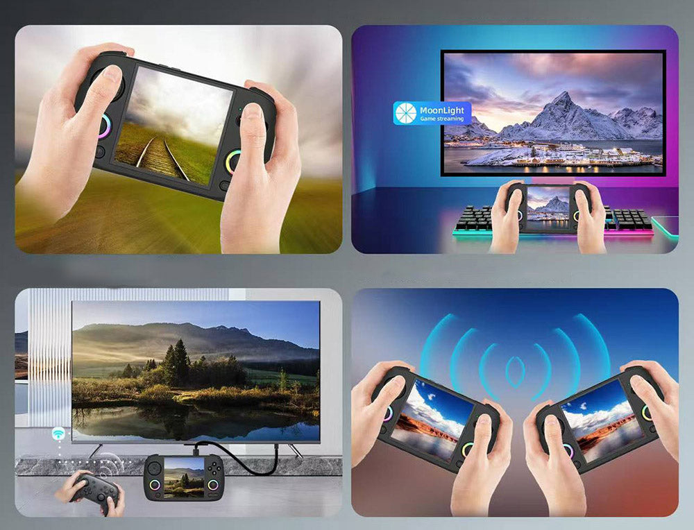 ANBERNIC RG CubeXX Game Console, 3.95-inch 720*720 IPS Screen, Linux 64-bit, 5G WiFi Bluetooth 4.2, Moonlight Streaming, 6.5 Hours of Playtime, RGB Light - Grey