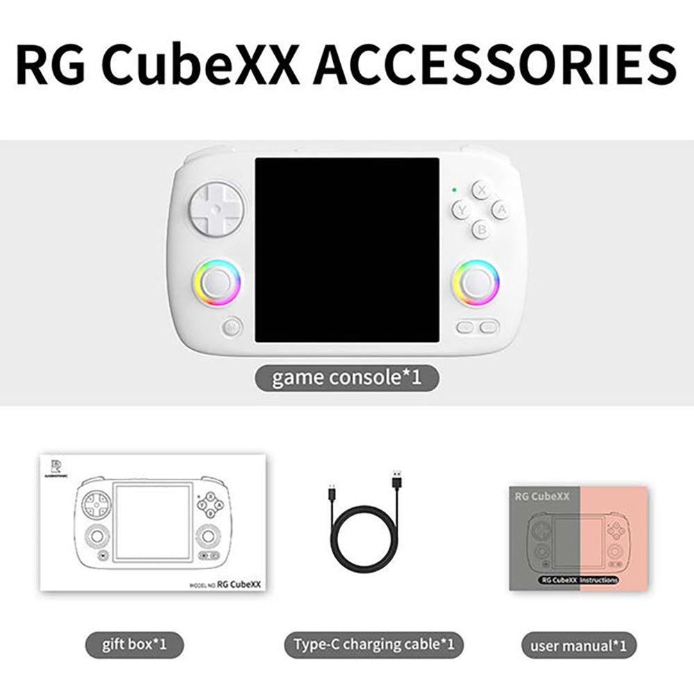 ANBERNIC RG CubeXX Game Console, 3.95-inch 720*720 IPS Screen, Linux 64-bit, 5G WiFi Bluetooth 4.2, Moonlight Streaming, 6.5 Hours of Playtime, RGB Light - Grey