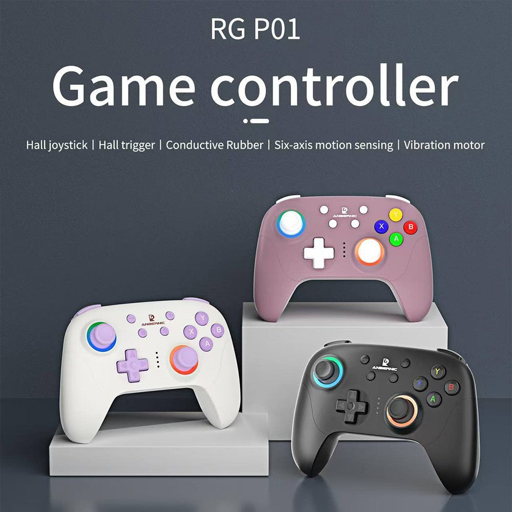 ANBERNIC RG P01 Game Controller, Hall Effect Triggers & Joystick, Six-axis Gyroscope, Bluetooth/2.4G Wireless/ Wired Connection, 9 Hours Autonomy, Compatible with PC, Switch, Android, iOS, Steam - Black