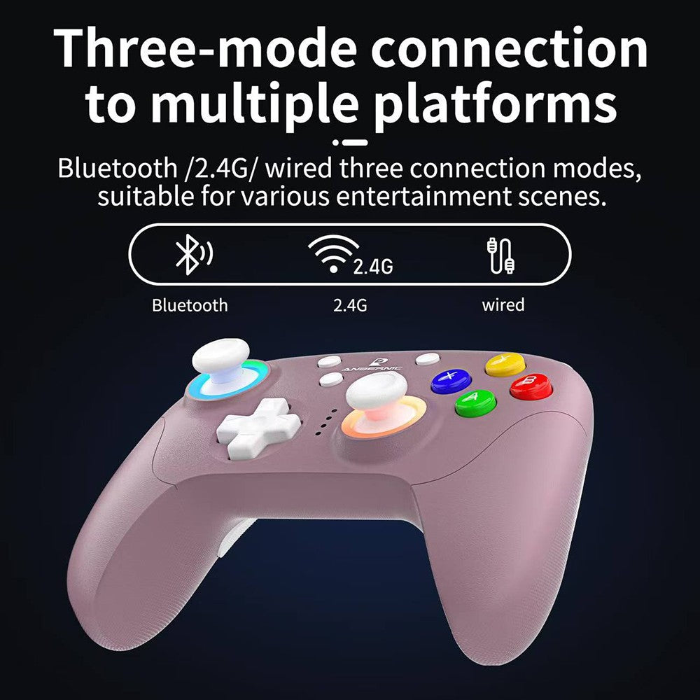 ANBERNIC RG P01 Game Controller, Hall Effect Triggers & Joystick, Six-axis Gyroscope, Bluetooth/2.4G Wireless/ Wired Connection, 9 Hours Autonomy, Compatible with PC, Switch, Android, iOS, Steam - Black