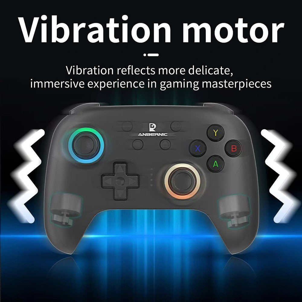ANBERNIC RG P01 Game Controller, Hall Effect Triggers & Joystick, Six-axis Gyroscope, Bluetooth/2.4G Wireless/ Wired Connection, 9 Hours Autonomy, Compatible with PC, Switch, Android, iOS, Steam - Black