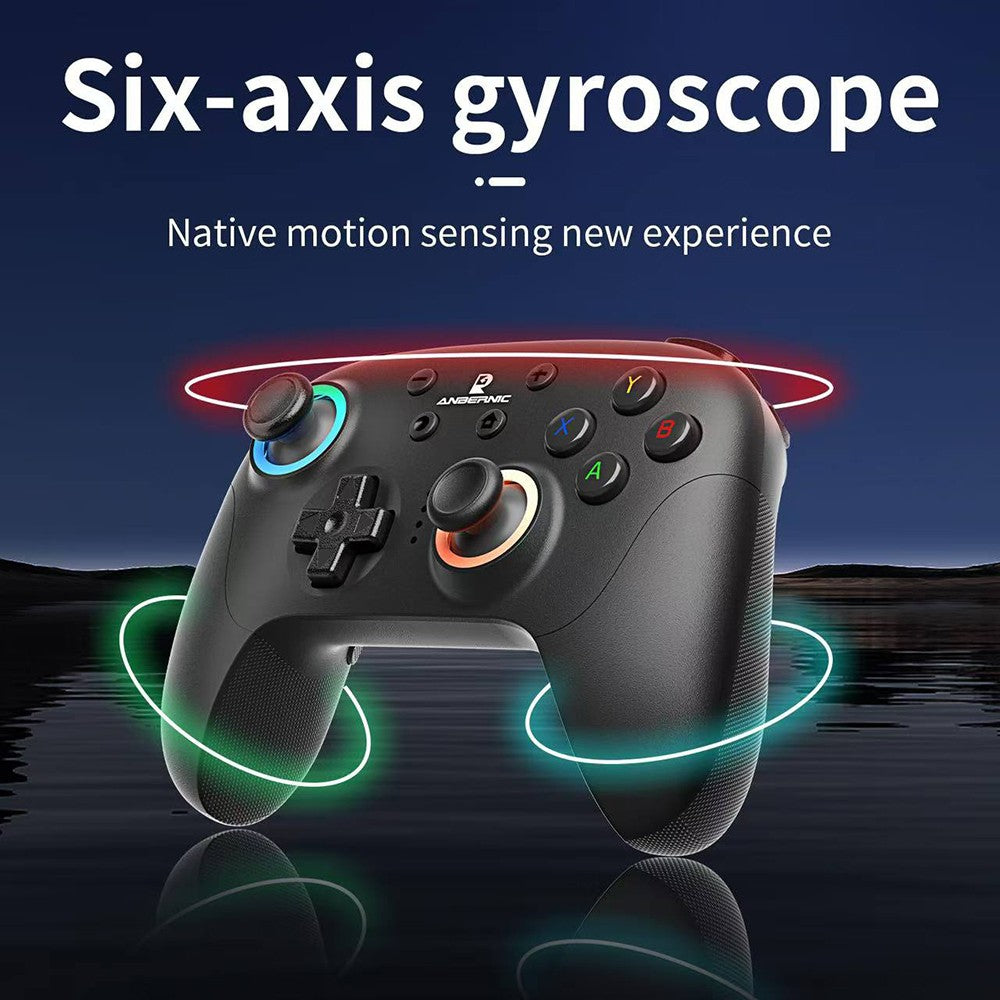 ANBERNIC RG P01 Game Controller, Hall Effect Triggers & Joystick, Six-axis Gyroscope, Bluetooth/2.4G Wireless/ Wired Connection, 9 Hours Autonomy, Compatible with PC, Switch, Android, iOS, Steam - Black