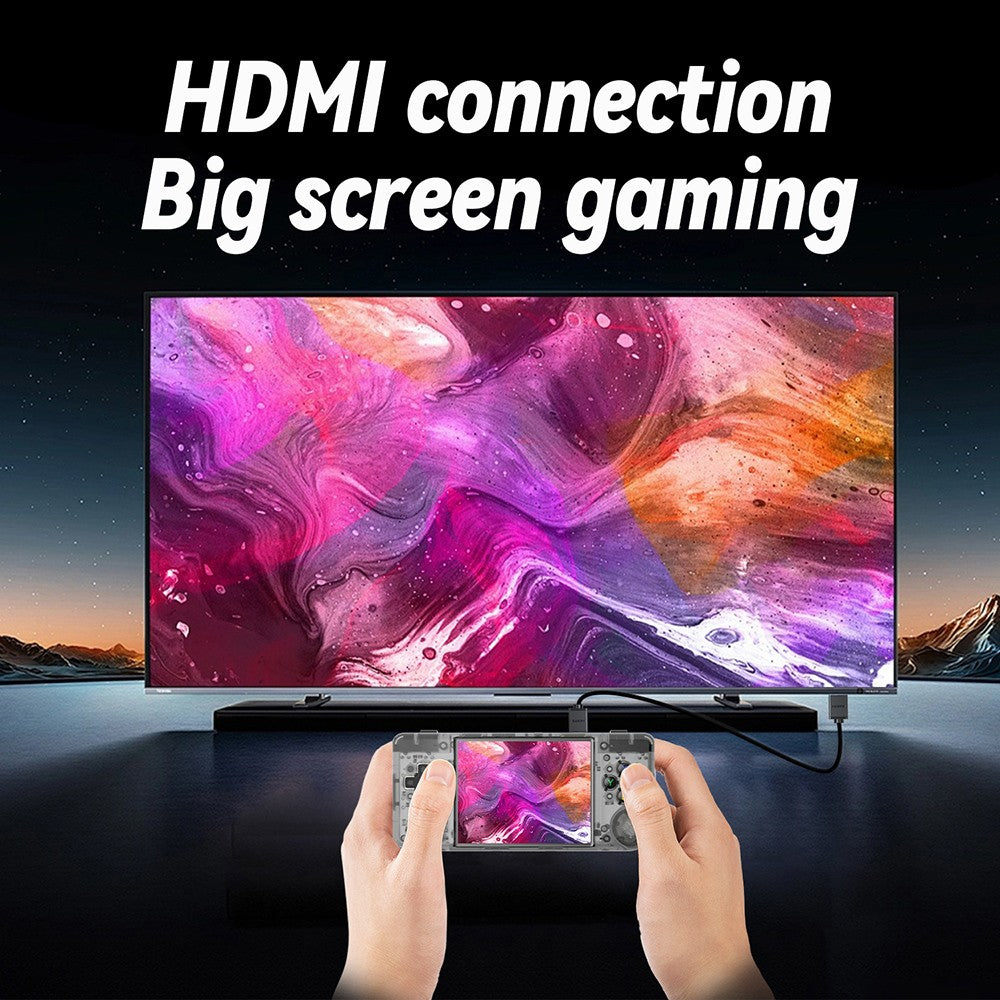 ANBERNIC RG28XX Game Console, 2.83-inch IPS Screen, 64GB TF Card, 5000+ Games Preinstalled, Multimedia Applications, 8 Hours of Playtime, HDMI Output - Transparent Black