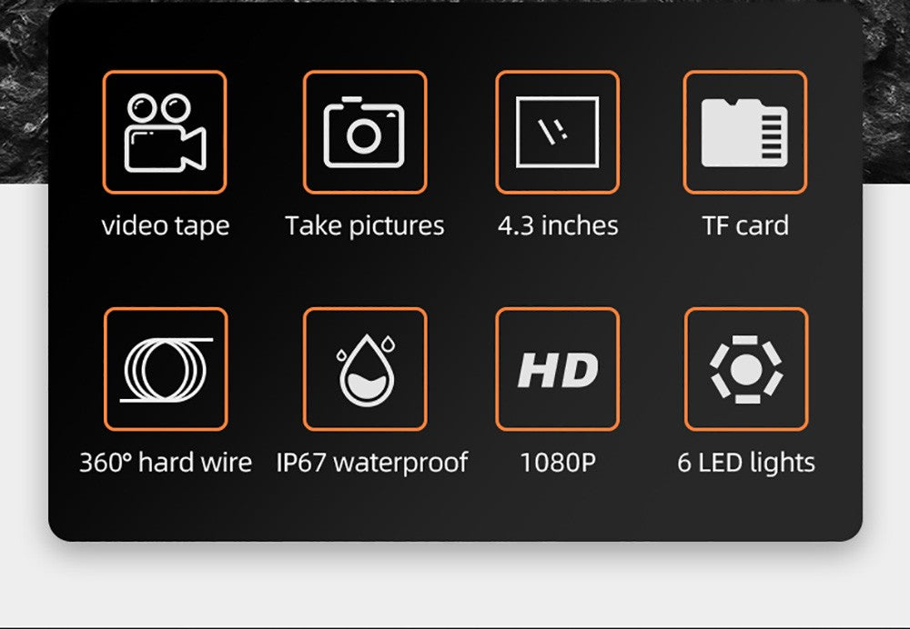 ANESOK 113B Endoscope, 4.3 inch IPS Screen, Single Lens, 1080P Resolution, 6 Adjustable LED Lights, 3 Hours Working Time, IP67 Waterproof, 1m Cable - Orange