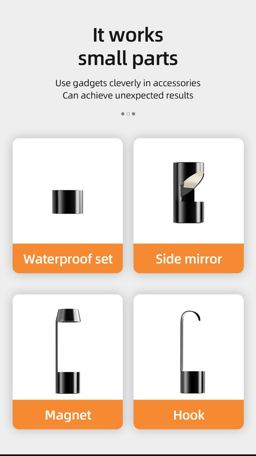 ANESOK 113B Endoscope, 4.3 inch IPS Screen, Single Lens, 1080P Resolution, 6 Adjustable LED Lights, 3 Hours Working Time, IP67 Waterproof, 1m Cable - Orange