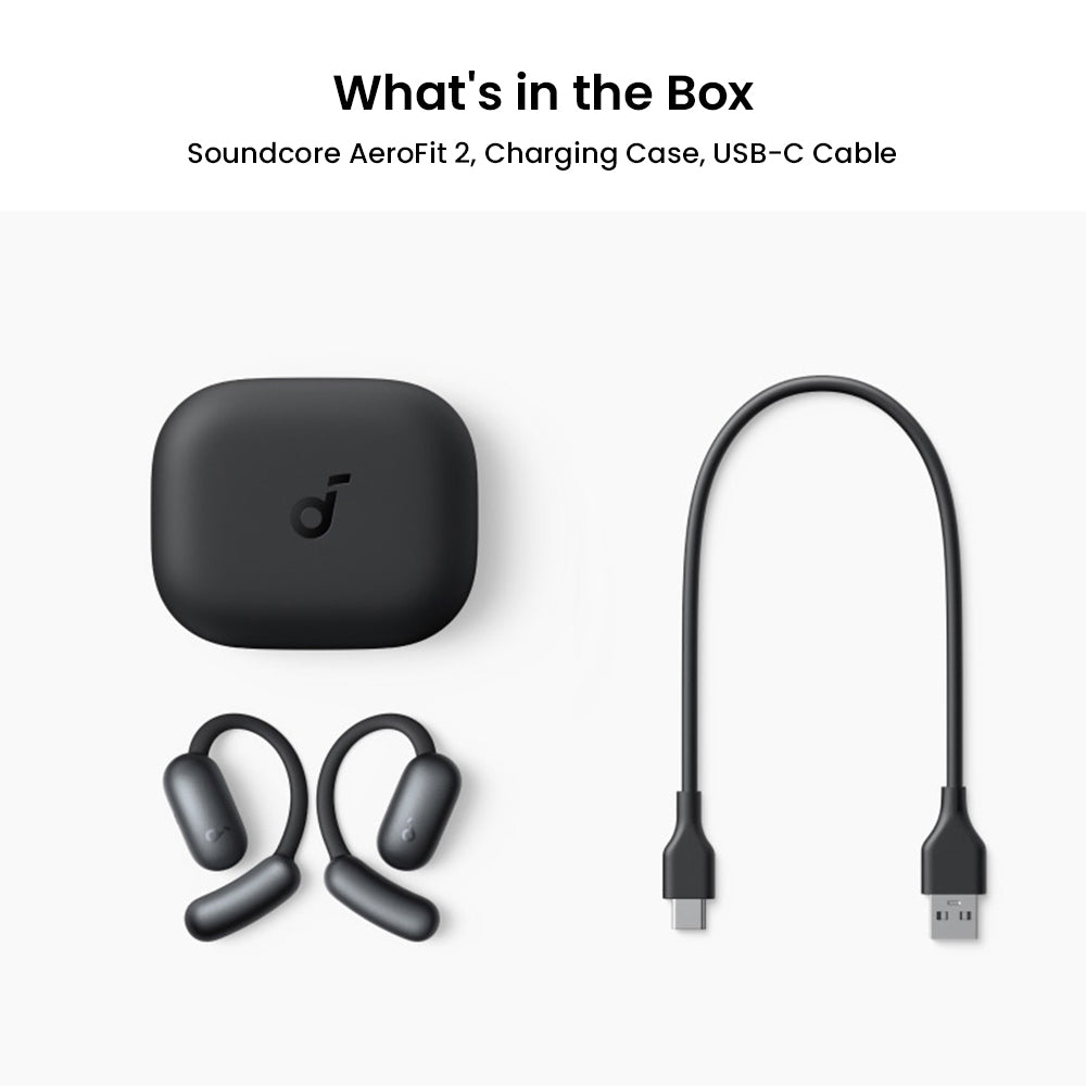 Anker Soundcore AeroFit 2 Open-ear Wireless Earbuds, Adjustable Ear Hooks, Bluetooth 5.4, Hi-Res Wireless Audio - Black