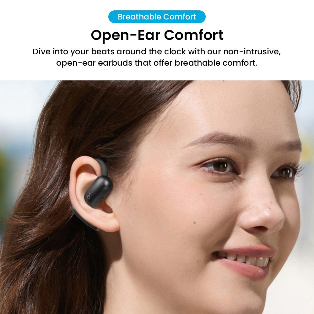 Anker Soundcore AeroFit 2 Open-ear Wireless Earbuds, Adjustable Ear Hooks, Bluetooth 5.4, Hi-Res Wireless Audio - Black