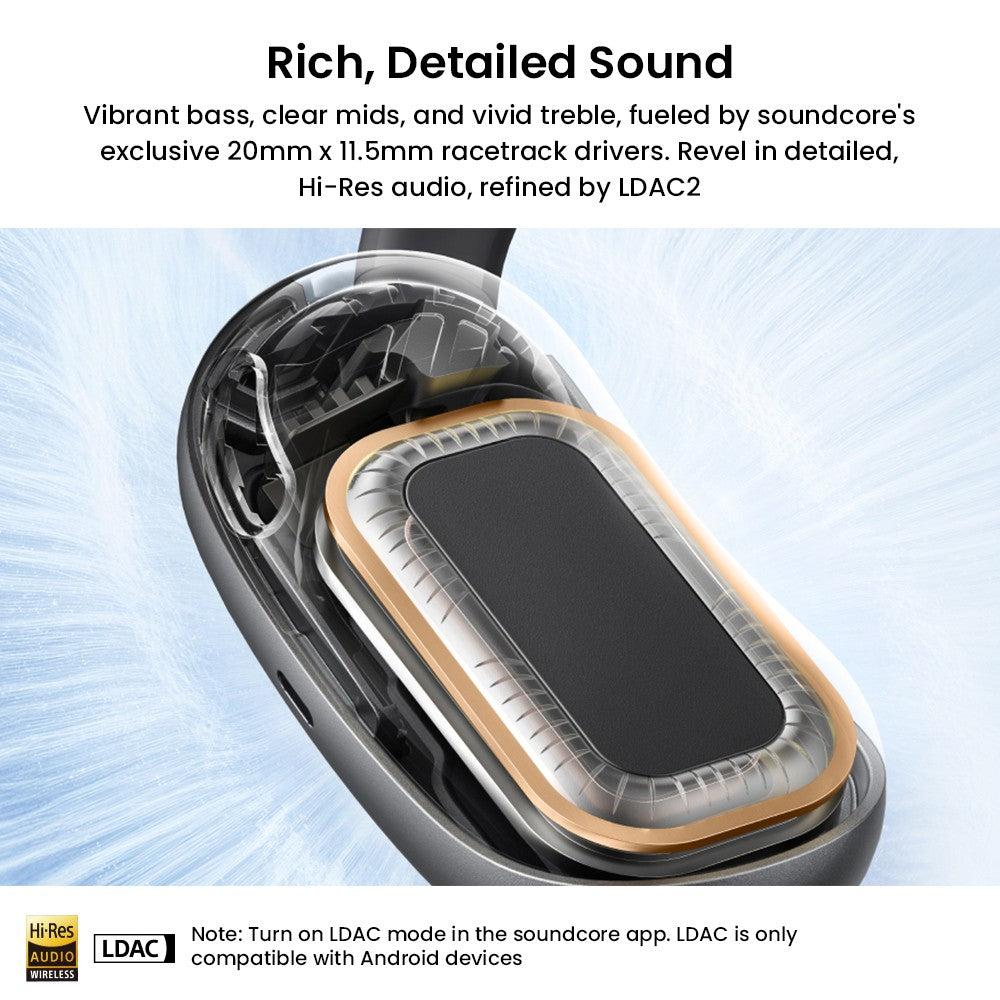 Anker Soundcore AeroFit 2 Open-ear Wireless Earbuds, Adjustable Ear Hooks, Bluetooth 5.4, Hi-Res Wireless Audio - Black