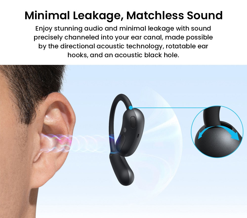 Anker Soundcore AeroFit 2 Open-ear Wireless Earbuds, Adjustable Ear Hooks, Bluetooth 5.4, Hi-Res Wireless Audio - Black
