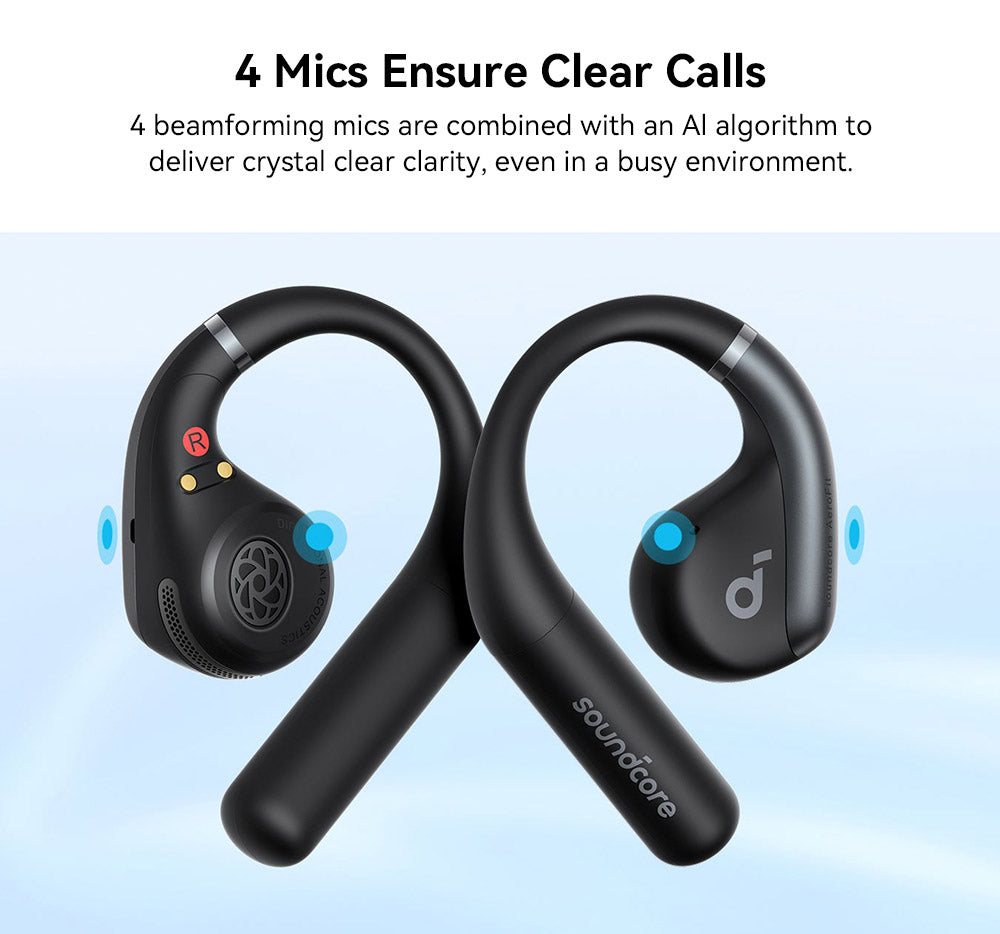 Anker Soundcore AeroFit Open-ear Earbuds, Ergonomic Ear Hook, IPX7 Waterproof, App Control, Up to 42 Hours Playtime - Blue