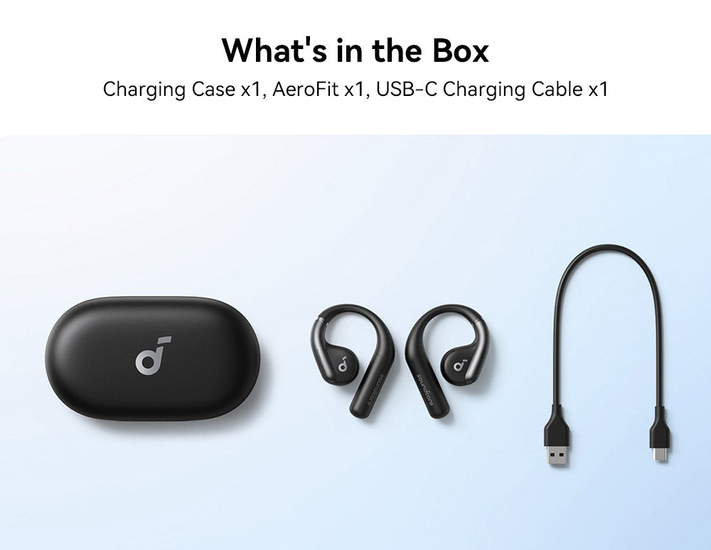 Anker Soundcore AeroFit Open-ear Earbuds, Ergonomic Ear Hook, IPX7 Waterproof, App Control, Up to 42 Hours Playtime - Blue