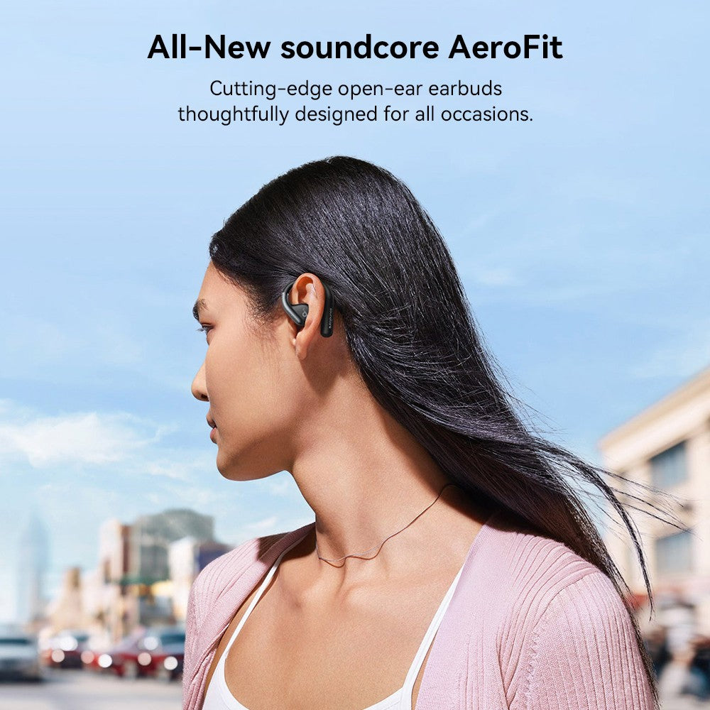 Anker Soundcore AeroFit Open-ear Earbuds, Ergonomic Ear Hook, IPX7 Waterproof, App Control, Up to 42 Hours Playtime - Blue