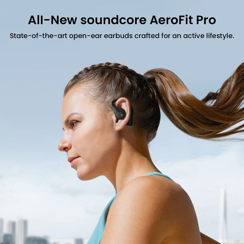 Anker Soundcore AeroFit Pro Open-ear Earbuds, Bluetooth 5.3, Up to 46 Hours Playtime - Black
