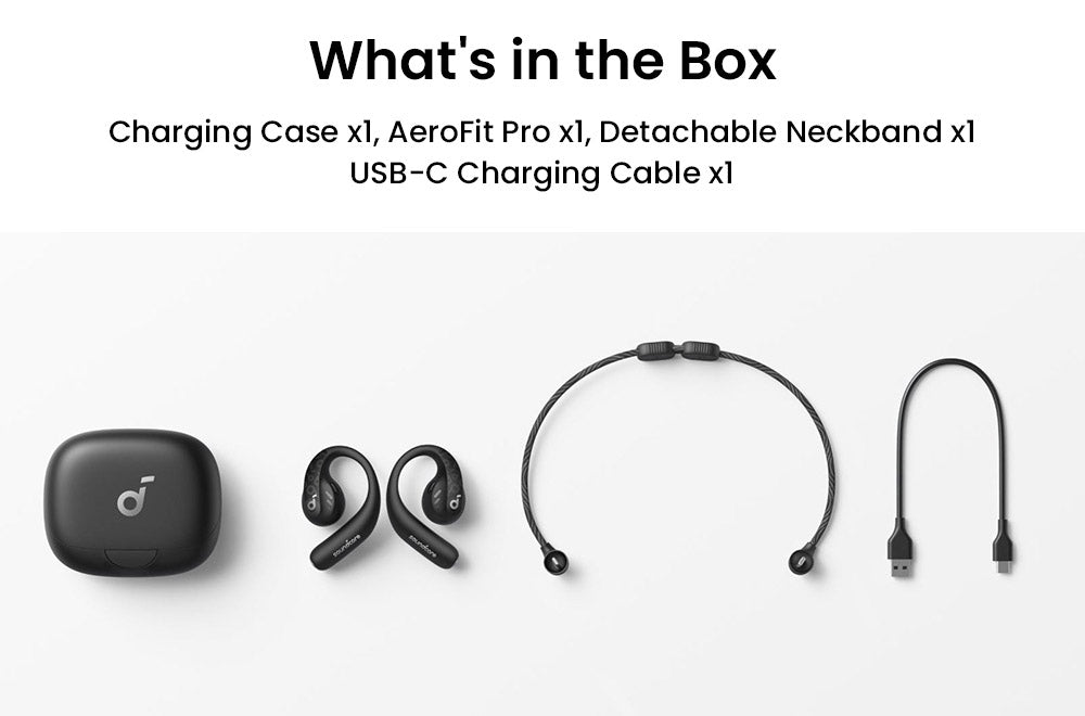 Anker Soundcore AeroFit Pro Open-ear Earbuds, Bluetooth 5.3, Up to 46 Hours Playtime - Black