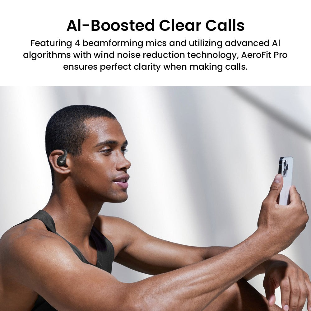 Anker Soundcore AeroFit Pro Open-ear Earbuds, Bluetooth 5.3, Up to 46 Hours Playtime - Black