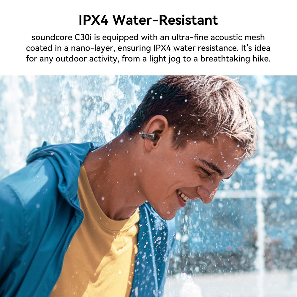 Anker Soundcore C30i Open-ear Clip-on Earbuds, Bluetooth 5.3, IPX4 Water-Resistant, Up to 30 Hours Playtime - White