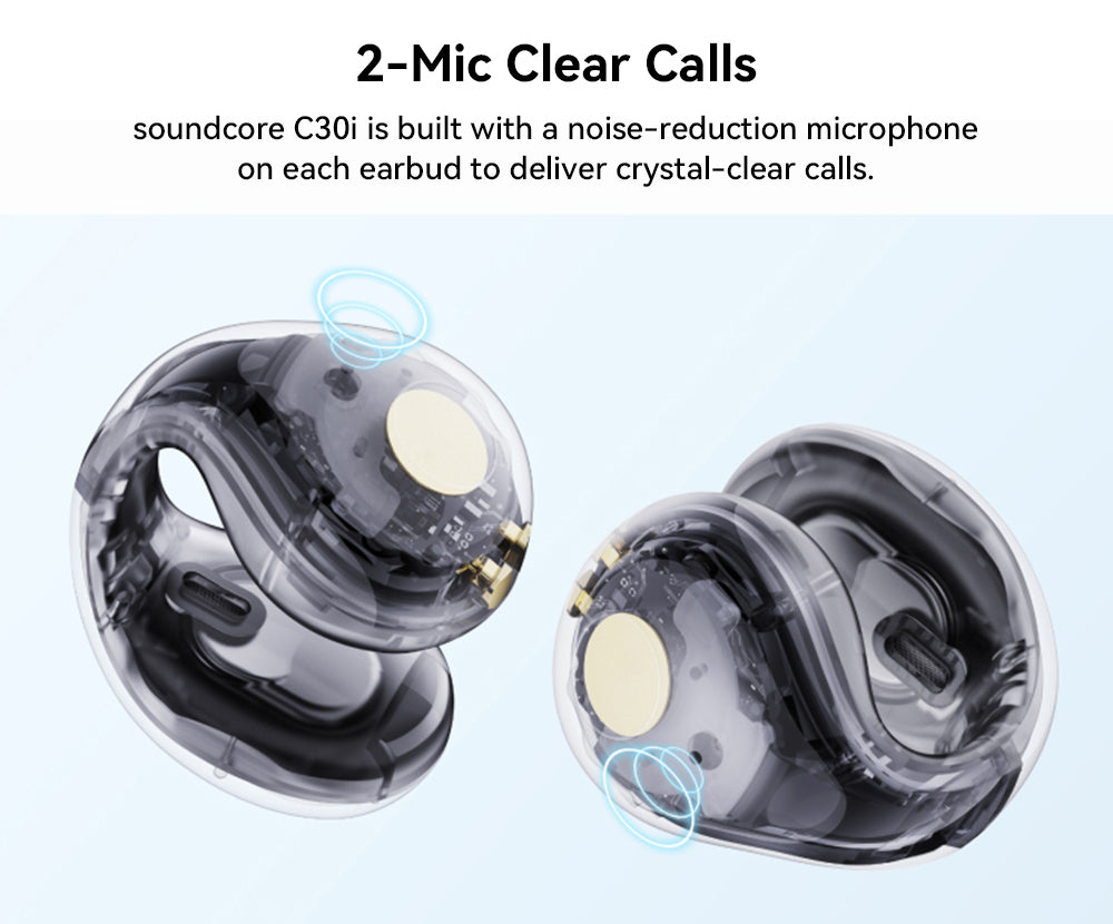 Anker Soundcore C30i Open-ear Clip-on Earbuds, Bluetooth 5.3, IPX4 Water-Resistant, Up to 30 Hours Playtime - White