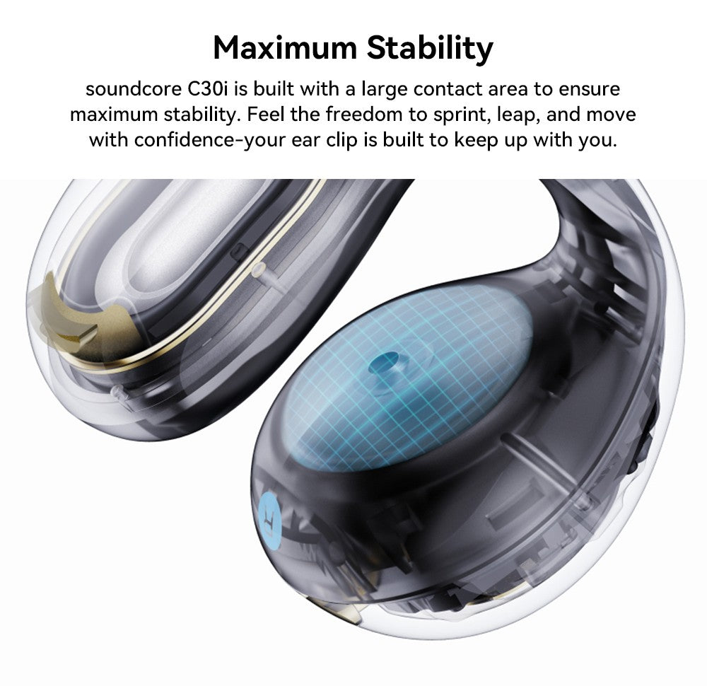 Anker Soundcore C30i Open-ear Clip-on Earbuds, Bluetooth 5.3, IPX4 Water-Resistant, Up to 30 Hours Playtime - White