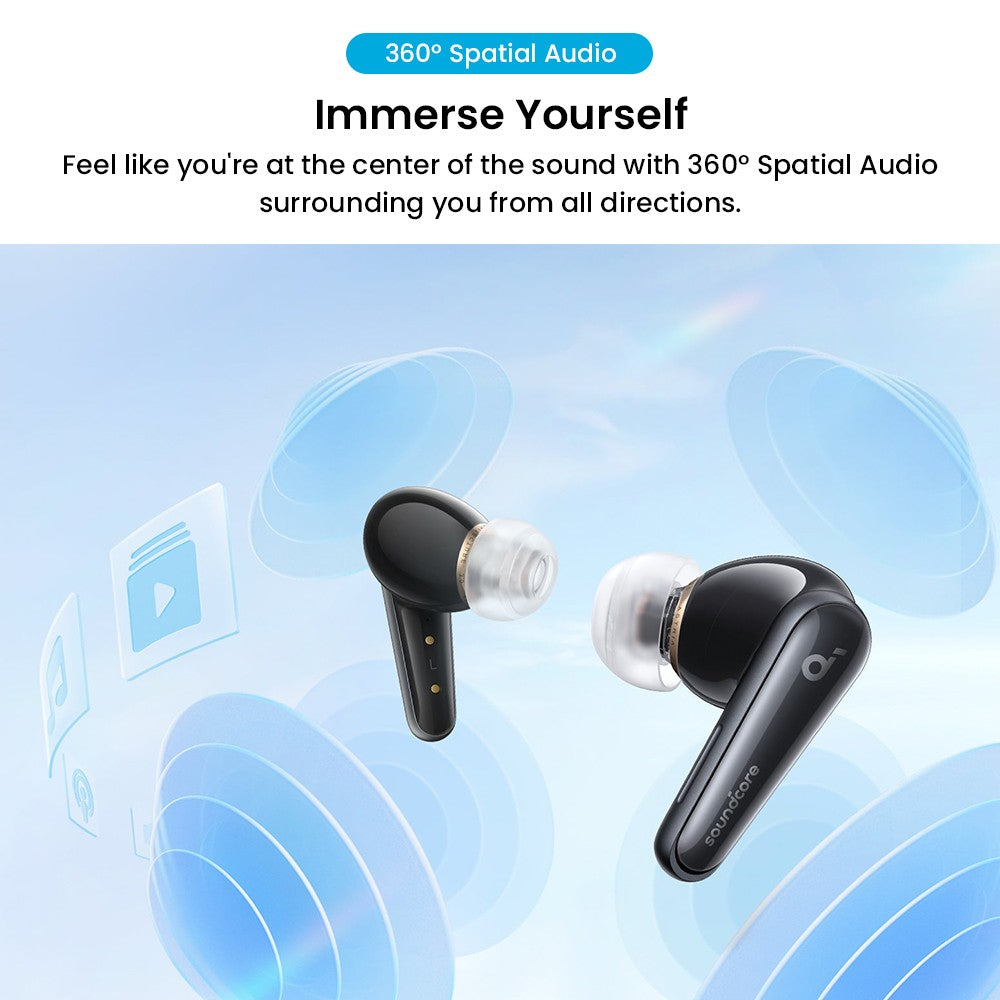 Anker Soundcore Liberty 4 True Wireless ANC Earbuds, Hi-Res Wireless Audio, Spatial Audio with Dual Modes, Heart Rate Sensor - Black