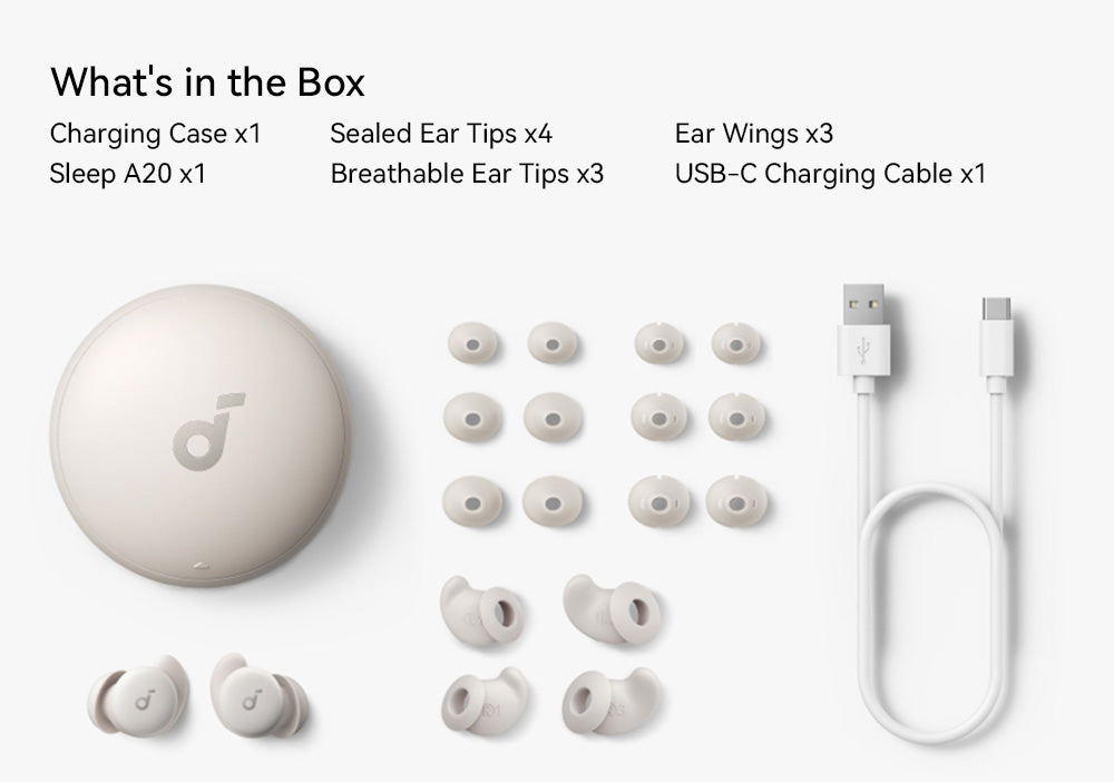 Anker Soundcore Sleep A20 Earbuds, Noise Blocking Sleep Earphones, Up to 80 Hours Playtime