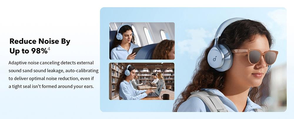 Anker Soundcore Space One Headphones, Active Noise Canceling, App Control, 40 Hours ANC Playtime, Bluetooth 5.3 - Black